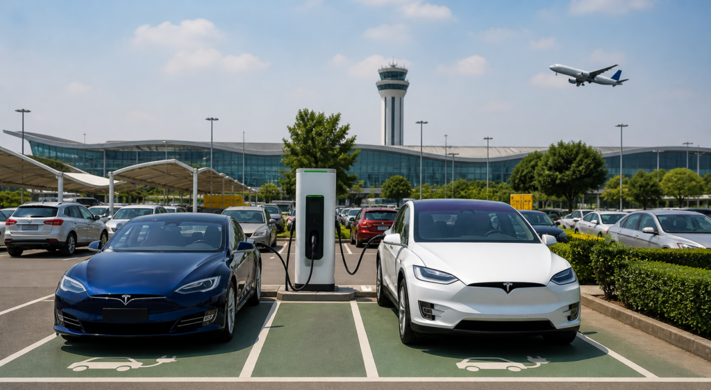 Two cars charging station in Airport